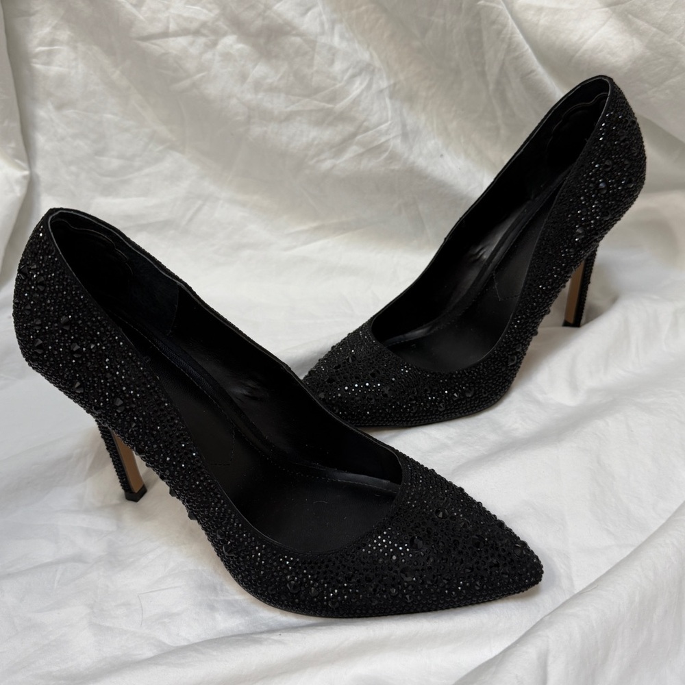 Women’s Charles By Charles David Black Rhinestone Stiletto High Heels. Size 8 - Picture 5 of 15